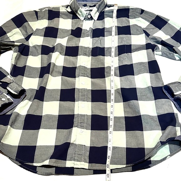 Express Soft Wash Navy Blue and Green Plaid Button Down Shirt Men's XL - Picture 5 of 6
